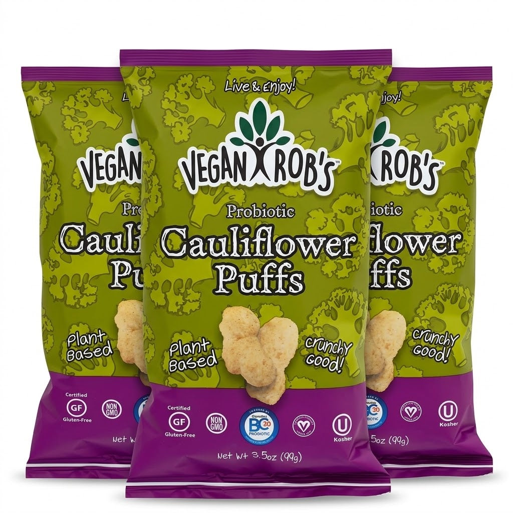 Vegan Rob's Probiotic Cauliflower Puffs, 3.5 oz (Pack of 3) Vegan Rob's